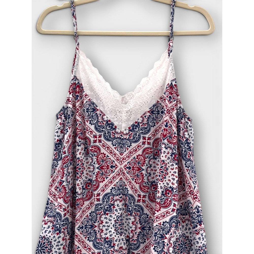 Ariat Texas Heat Tank Top Paisley Womens Medium Red White Blue Lace 4th of July - Picture 6 of 15